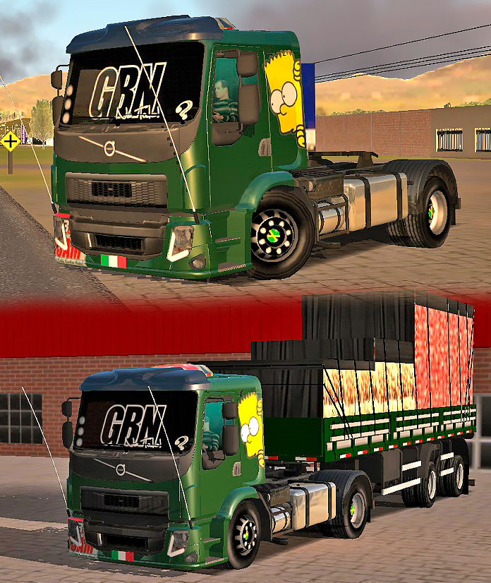 Skins Volvo Vm Verde Qualificado Verdureiro Na Carretinha Eixos