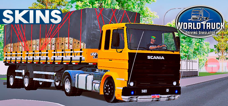 Skins Scania LK Laranja Grade Preta Na Carretinha 2 Eixos Rodrigo