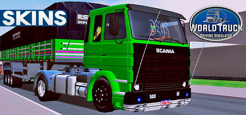 Skins Scania Lk Verde Grade Preta Na Graneleira Bem Qualificada