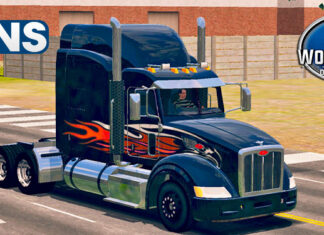 Skins Peterbilt Preto flaming ‘QUALIFICADO’
