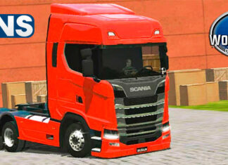 Skins Scania S Vermelha Com Rodas de Aluminium