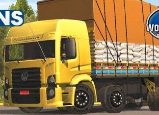 Skins VW Constellation Amarelo Com Detalhes na Carroceria