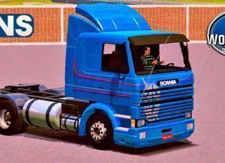 Skins Scania 113 Frontal Azul Com Faixas
