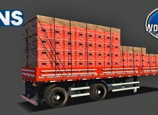 Skins Reboque Carretinha 2 Eixos Vermelha Com Skin de Carga