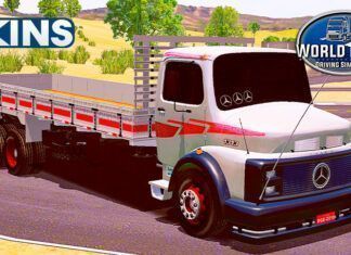 Skins Mercedes-Benz 1313 Cinza Com Faixas Vermelhas ‘EXCLUSIVA’