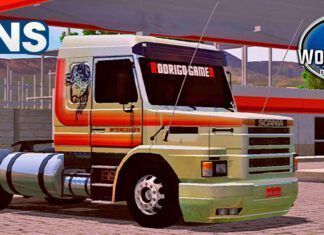 Skins Scania 113 Branca Com Faixas vemelhas ‘ESTILO ORIGINAL’