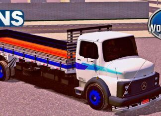 Skins Mercedes Benz 1313 Branco Com Faixas e Rodas Azul ‘QUALIFICADO’