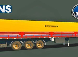 Skins Reboque Graneleira Vermelha Com Faixas Azul Com Rodas Sujas