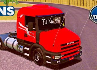 Skins Scania G124 Vermelha Com Faixas Personalizada