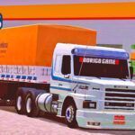 Skins Scania 142H Branca Com Faixas Originais No Bitrem