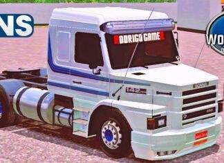 Skins Scania 142H Branca Com Faixas Originais ‘MAIS TOP’