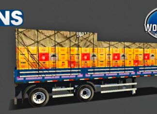 Skins Reboque Carretinha 2 Eixos Azul Com Faixas + Carga de Cerveja