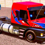 Skins Scania 113 Vermelha Grafitada no Bau Personalizado