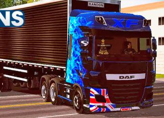 Skins Daf Preto No Bau ‘PINTURA ESPECIAL COM CHAMAS EM AZUL’