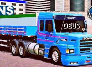 Skins Scania 113 Top Line Azul Clássica Com Faixas