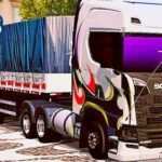Skins Scania S Branca Toda Grafitada na Carreta 2 Eixos