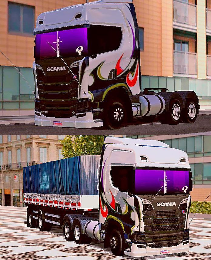 Skins Scania S Branca Toda Grafitada Na Carreta Eixos Rodrigo Games