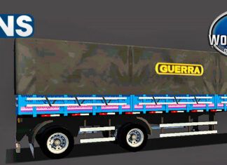 Skins Reboque Carreta 2 Eixos Azul GUERRA Com Faixas