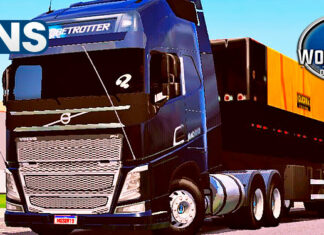 Skins Volvo FH Black Com Detalhes em Cromo no Bitrem Caçamba