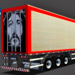 Skins Reboque Bau Cromado Com Detalhes em Vermelho e Tampa Traseira 'PINTURA JESUS'