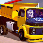 Skins Mercedes Benz 1313 Amarelo Com Capo Preto na Caçamba e Rodas Pretas