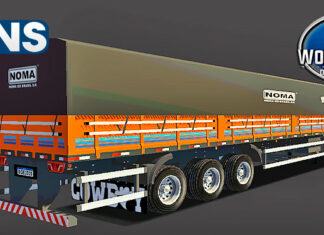 Skins Reboque Graneleira Laranja Com Faixas em Azul