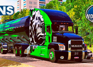 Skins MACK Personalizado ‘VERDE E PRETO NA CARRETA TANQUE QUALIFICADO’
