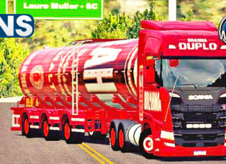 Skins Scania S Vermelha Conjunto Carreta Tanque da BRAHMA