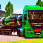 Skins Man TGX Verde Com Logo Personalizado na Carreta Tanque Monster