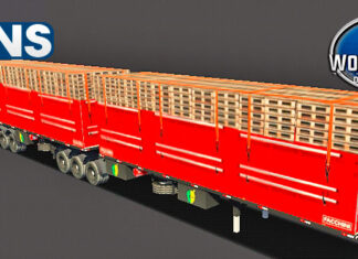 Skins Reboque Carreta Granel Tampa Alta Vermelha Carregada de Paletes