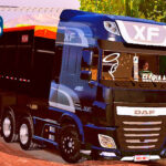 Skins Daf XF Preto com Faixas Originas e Carreta Caçamba Preta
