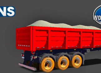 Skins Reboque Caçamba Vermelha Com Rodas Sujas