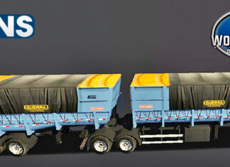 Skins Reboque Bitrem Basculante Guerra Azul Com Lona no Meio ‘TOP’