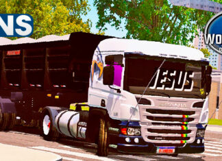 Skins Scania Pzinha Branca Top na Carreta Caçamba Preta