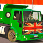 Skins Ford Cargo Verde TOP Com Pintura Bandeira Inglaterra  Na Caçamba