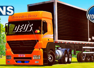 Skins Mercedes Benz Axor Laranja No Bau Preto Top