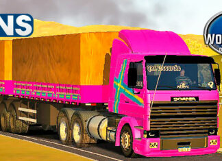 Skins Scania 113 Conjunto Rosa Com Faixas Performance