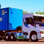 Skins Volvo EDC Branco Grafitado Na Carreta Porta Container Azul