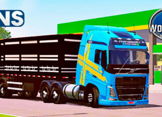 Skins Volvo FH Azul Faixa Performance No Bitrem Tampa Alta Carregado de Cebolas