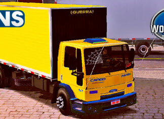 Skins Ford Cargo Truck Bau Amarelo Qualificado Tampa Traseira Pintada
