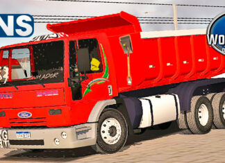 Skins Ford Cargo Vermelho Na Caçamba Com Parachoque Cinza