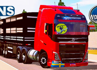 Skins Volvo FH vermelho No Bitrem Preto Tampa Alta