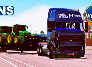 Skins Volvo FH Todo Preto na Carreta Prancha