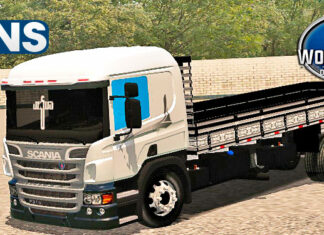 Skins Scania Pzinha Branca Com Carroceria Preta Com Detalhes