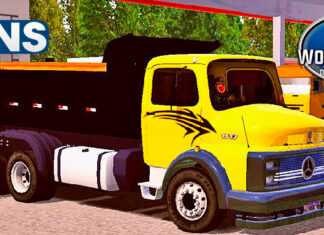 Skins Mercedes Benz 1313 Caçamba Amarelo Com Caçamba Preta e Adesivo top