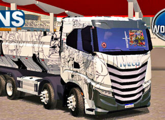 Skins Iveco S Branco Com Pintura Estilizada Na Caçamba