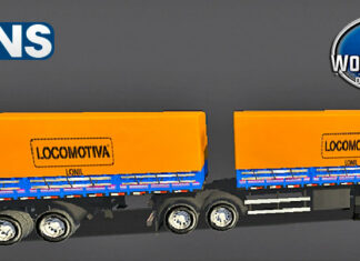 Skins Reboque Bitrem Granel Azul Com Faixas Rosas