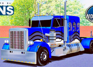 Skins Peterbilt 359 Azul Com Pintura Personalizada