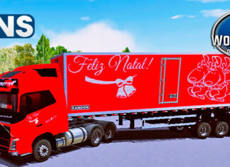Skins Volvo FH Vermelho no Sider ‘ESPECIAL DE NATAL’