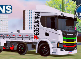 Skins Scania P320 Branca Com Detalhes na Grade REGGAE